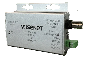 Hanwha Vision TEC-F01 1 Channel Ethernet Over Coax Extender with Pass-Through PoE
