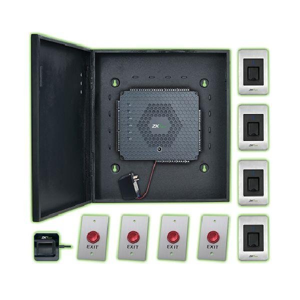 ZKTeco Atlas460-4 Complete Biometric 4 Door Access Control Kit Capable of Using Weigand and OSDP Readers - Supports PoE Power and Wi-Fi Security Accessory
